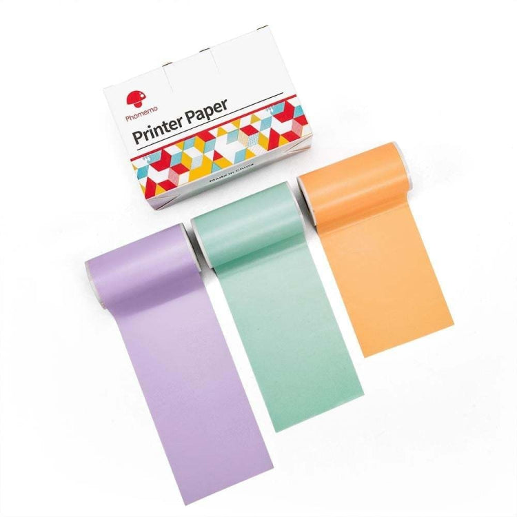 For Phomemo T02 3rolls Bluetooth Printer Thermal Paper Label Paper, 53mmx6.5m 10 Years Black on White No Adhesive, 50mmx3.5m 2 Years Black on White Sticker, 50mmx3.5m 10 Years Black on White Sticker, 50mmx3m 5 Years Blue on White Sticker