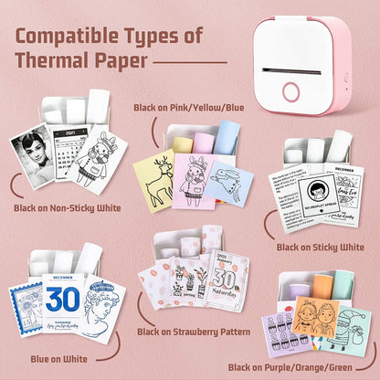 For Phomemo T02 3rolls Bluetooth Printer Thermal Paper Label Paper, 53mmx6.5m 10 Years Black on White No Adhesive, 50mmx3.5m 2 Years Black on White Sticker, 50mmx3.5m 10 Years Black on White Sticker, 50mmx3m 5 Years Blue on White Sticker