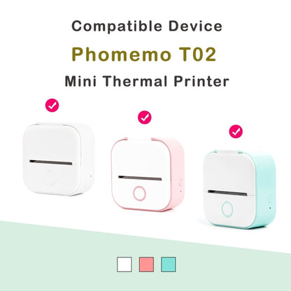 For Phomemo T02 3rolls Bluetooth Printer Thermal Paper Label Paper, 53mmx6.5m 10 Years Black on White No Adhesive, 50mmx3.5m 2 Years Black on White Sticker, 50mmx3.5m 10 Years Black on White Sticker, 50mmx3m 5 Years Blue on White Sticker