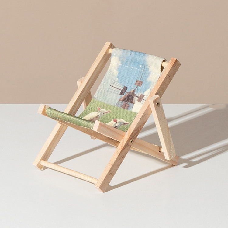 Wooden Craft Mini Desktop Ornament Photography Toys Beach Chair Phone Holder, A, D, E, G