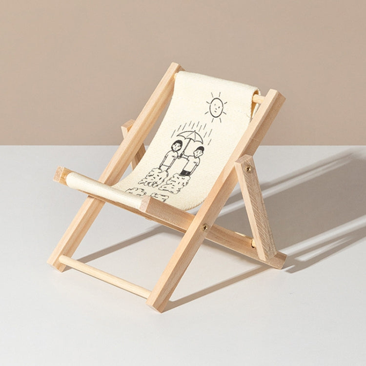 Wooden Craft Mini Desktop Ornament Photography Toys Beach Chair Phone Holder, A, D, E, G