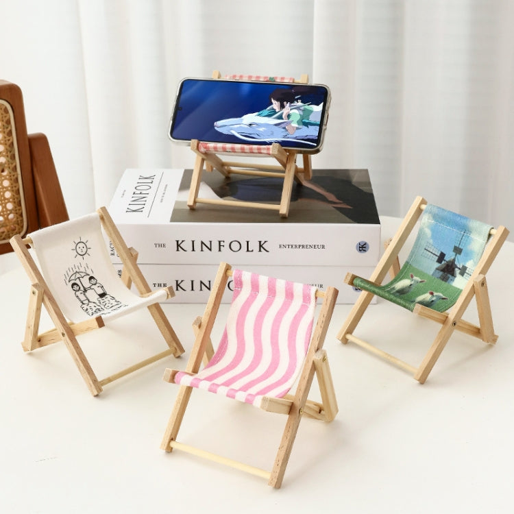 Wooden Craft Mini Desktop Ornament Photography Toys Beach Chair Phone Holder, A, D, E, G