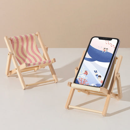 Wooden Craft Mini Desktop Ornament Photography Toys Beach Chair Phone Holder, A, D, E, G