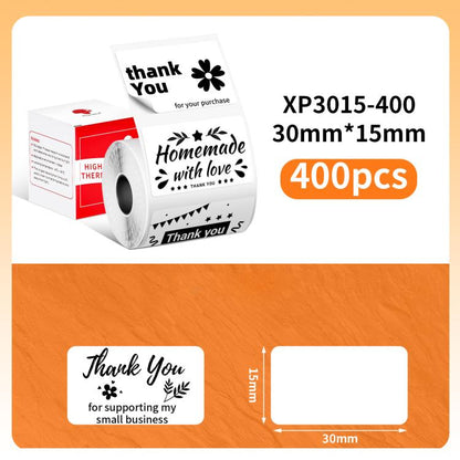 Thermal Labels For M110 Printer, Phomemo 10x20mm-1280pcs, Phomemo 25x15mm-400pcs, Phomemo 30x15mm-400pcs, Phomemo 30x20mm-320pcs, Phomemo 30x30mm-230pcs, Phomemo 30x40mm-180pcs, Phomemo 40x15mm-400pcs, Phomemo 40x30mm-230pcs, Phomemo 40x40mm-180pcs