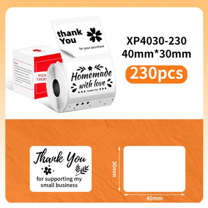 Thermal Labels For M110 Printer, Phomemo 10x20mm-1280pcs, Phomemo 25x15mm-400pcs, Phomemo 30x15mm-400pcs, Phomemo 30x20mm-320pcs, Phomemo 30x30mm-230pcs, Phomemo 30x40mm-180pcs, Phomemo 40x15mm-400pcs, Phomemo 40x30mm-230pcs, Phomemo 40x40mm-180pcs