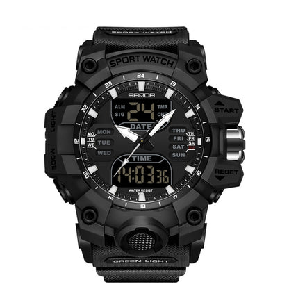 SANDA Green Light Alarm Clock Multifunctional Waterproof Shockproof Transparent Watch