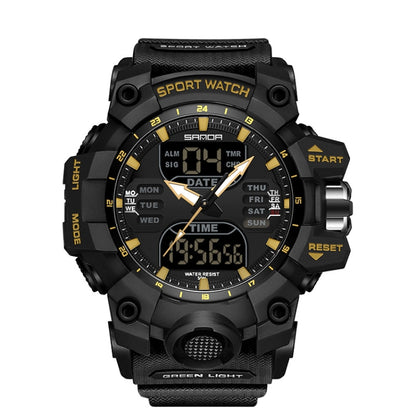 SANDA Green Light Alarm Clock Multifunctional Waterproof Shockproof Transparent Watch