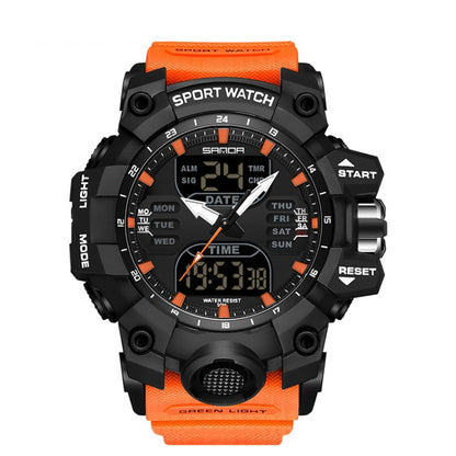 SANDA Green Light Alarm Clock Multifunctional Waterproof Shockproof Transparent Watch