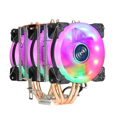EVESKY 600 Desktop Computer 4 Copper Tube Mute CPU Cooling Fan, No Light Three Fans, Color Three Fans