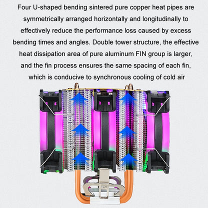 EVESKY 600 Desktop Computer 4 Copper Tube Mute CPU Cooling Fan, No Light Three Fans, Color Three Fans