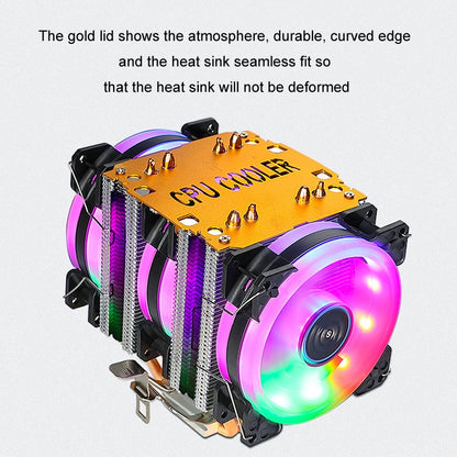 EVESKY 600 Desktop Computer 4 Copper Tube Mute CPU Cooling Fan, No Light Three Fans, Color Three Fans