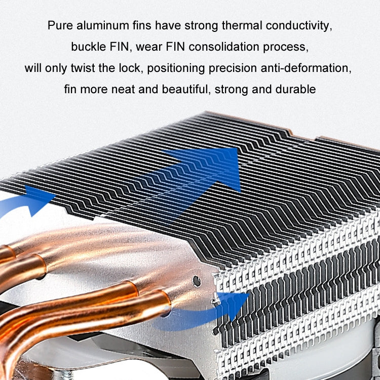 EVESKY 600 Desktop Computer 4 Copper Tube Mute CPU Cooling Fan, No Light Three Fans, Color Three Fans