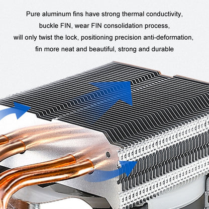 EVESKY 600 Desktop Computer 4 Copper Tube Mute CPU Cooling Fan, No Light Three Fans, Color Three Fans