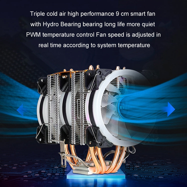 EVESKY 600 Desktop Computer 4 Copper Tube Mute CPU Cooling Fan, No Light Three Fans, Color Three Fans