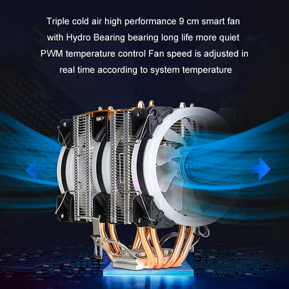 EVESKY 600 Desktop Computer 4 Copper Tube Mute CPU Cooling Fan, No Light Three Fans, Color Three Fans