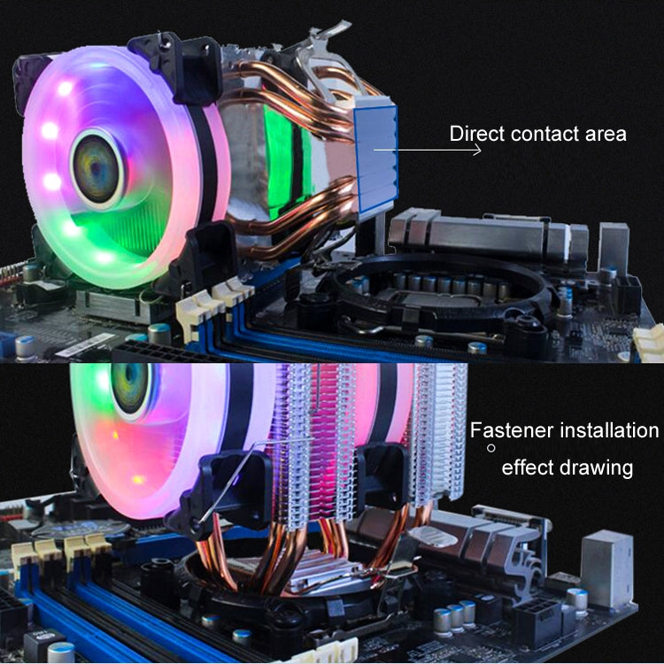 EVESKY 600 Desktop Computer 4 Copper Tube Mute CPU Cooling Fan, No Light Three Fans, Color Three Fans