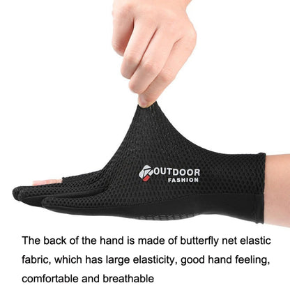 Cycling Thin Sunscreen UV Protection Mesh Breathable Ice Silk Two-finger Gloves
