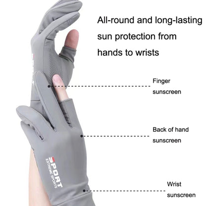 Summer Ice Silk Thin Sunscreen Gloves Fishing Non-slip Takeaway Rider Gloves, Free Code