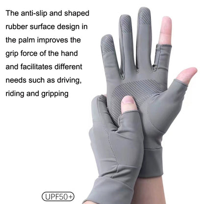 Summer Ice Silk Thin Sunscreen Gloves Fishing Non-slip Takeaway Rider Gloves, Free Code