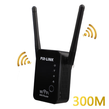 PIX-LINK 2.4G 300Mbps WiFi Signal Amplifier Wireless Router Dual Antenna Repeater