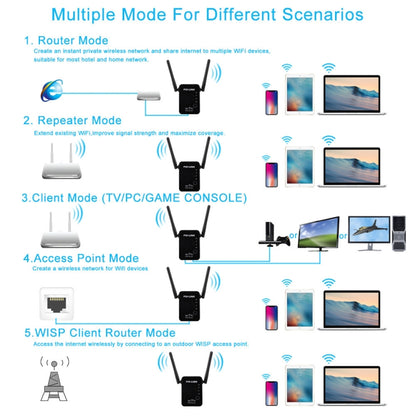 PIX-LINK 2.4G 300Mbps WiFi Signal Amplifier Wireless Router Dual Antenna Repeater