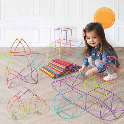 DIY Plastic 4D Straw Building Blocks Joint Funny Development Toys, 50pcs Pipe+50 Connectors, 100pcs Pipe+50 Connectors, 100pcs Pipe+100 connectors, 150pcs Pipe+150 connectors, 200pcs Pipe+200 Connectors, 250pcs Pipe+250 Connectors