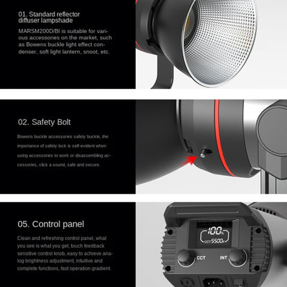 TRIOPO M200Bi Dual Color Temperature Live Broadcast Light Lamp Indoor Photography Lamp, EU Plug, US Plug, UK Plug