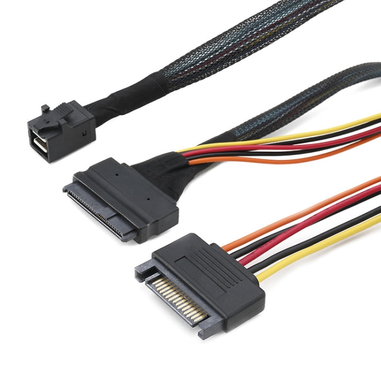 Mini SAS 36P HD8643 To MINI SAS 8639+ 15P Power Hard Drive Data Cable, 36P HD8643 To MINI SAS 8639+ 0.5m