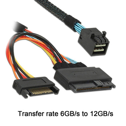 Mini SAS 36P HD8643 To MINI SAS 8639+ 15P Power Hard Drive Data Cable, 36P HD8643 To MINI SAS 8639+ 0.5m