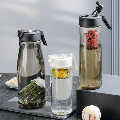 Nobvan Magic Ball Magnetic Bomb Tea Warehouse Tritan Large Capacity Sports Cup, 550ml (Transparent), 550ml (Gray), 800ml (Transparent), 800ml (Blue ), 800ml (Purple), 1000ml (Transparent), 1000ml (Gray), 1200ml (Transparent), 1200ml (Gray)