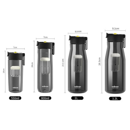 Nobvan Magic Ball Magnetic Bomb Tea Warehouse Tritan Large Capacity Sports Cup, 550ml (Transparent), 550ml (Gray), 800ml (Transparent), 800ml (Blue ), 800ml (Purple), 1000ml (Transparent), 1000ml (Gray), 1200ml (Transparent), 1200ml (Gray)
