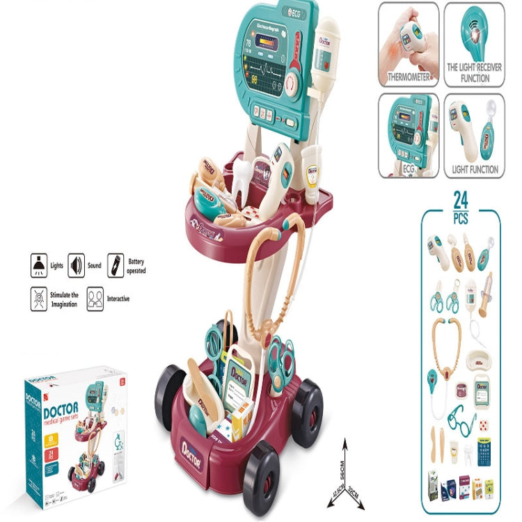 Play House Toy Set Simulation Doctor Cart, 24 In 1, 29 In 1