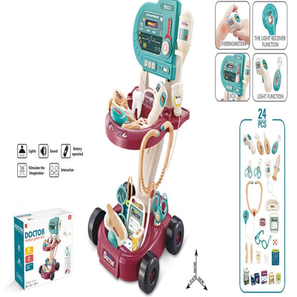 Play House Toy Set Simulation Doctor Cart, 24 In 1, 29 In 1