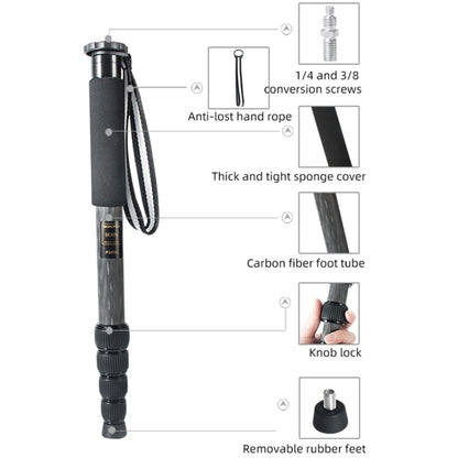 Carbon Fiber DSLR Camera Monopod Mountaineering Stick Photography Selfie Holder, P285C