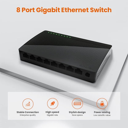 Tenda SG108 100/1000M Desktop Network Switch 8 Port Gigabit Desktop Switch Ethernet Switch LAN Hub, EU Plug, US Plug, UK Plug, AU Plug