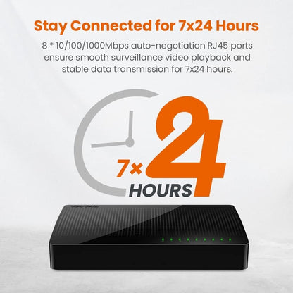 Tenda SG108 100/1000M Desktop Network Switch 8 Port Gigabit Desktop Switch Ethernet Switch LAN Hub, EU Plug, US Plug, UK Plug, AU Plug