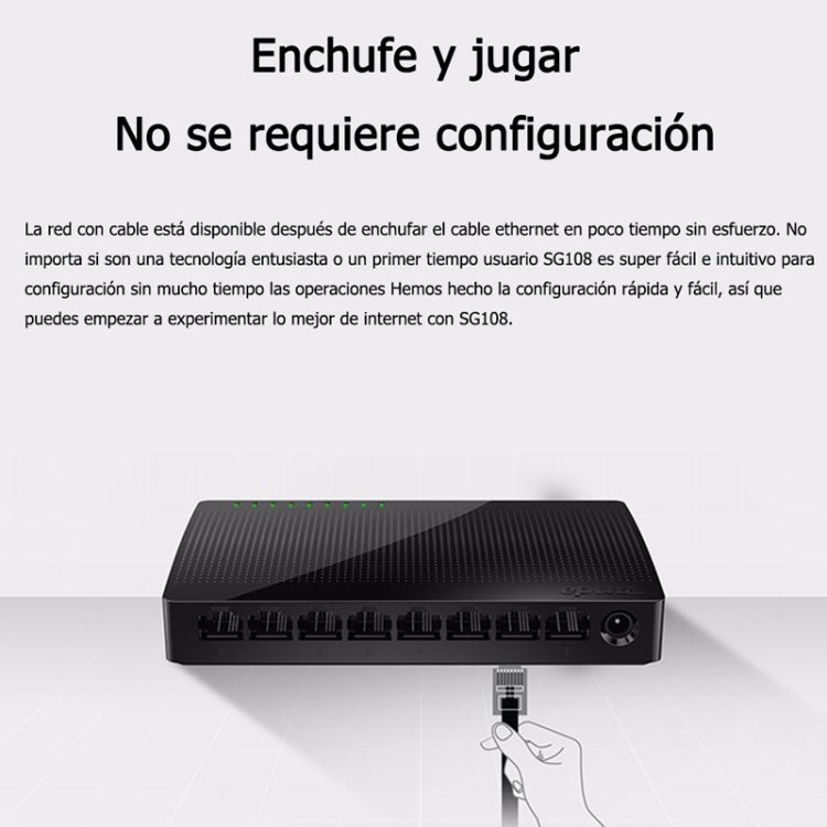 Tenda SG108 100/1000M Desktop Network Switch 8 Port Gigabit Desktop Switch Ethernet Switch LAN Hub, EU Plug, US Plug, UK Plug, AU Plug