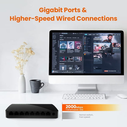 Tenda SG108 100/1000M Desktop Network Switch 8 Port Gigabit Desktop Switch Ethernet Switch LAN Hub, EU Plug, US Plug, UK Plug, AU Plug