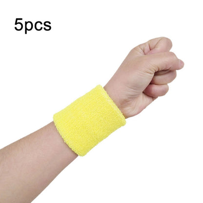 5pcs Women Men Solid Color Cotton Sport Sweatband Brace Wraps Guards, 8x8cm