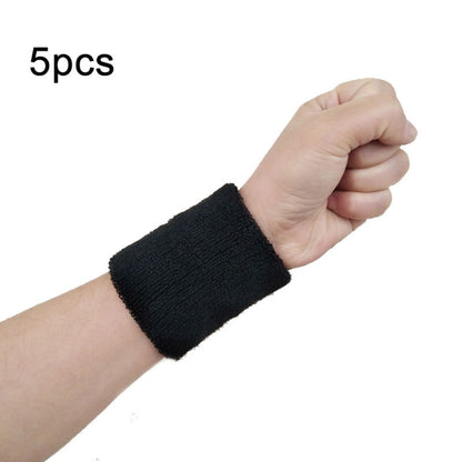 5pcs Women Men Solid Color Cotton Sport Sweatband Brace Wraps Guards, 8x8cm