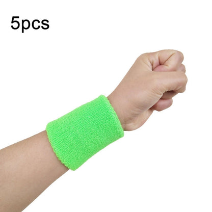 5pcs Women Men Solid Color Cotton Sport Sweatband Brace Wraps Guards, 8x8cm