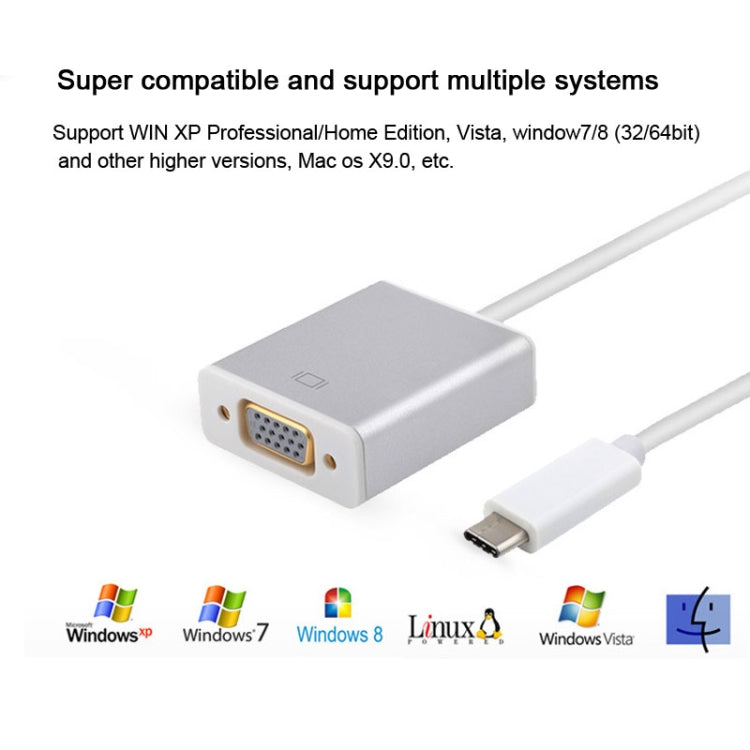 USB-C/Type-C To VGA HD Converter 1080P Laptop Connecting Display Mobile Phone Same Screen Line, Type-C To VGA Female