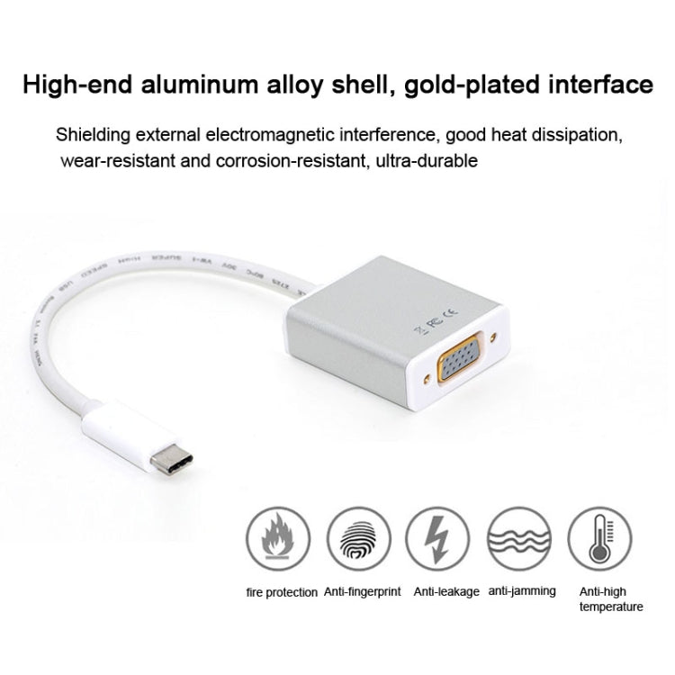 USB-C/Type-C To VGA HD Converter 1080P Laptop Connecting Display Mobile Phone Same Screen Line, Type-C To VGA Female