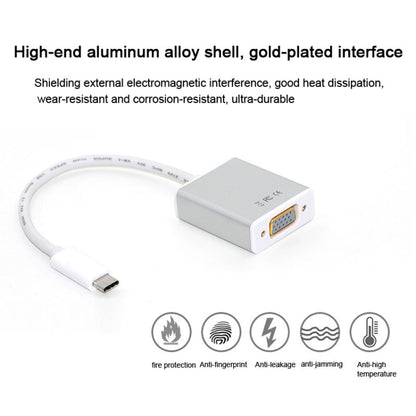 USB-C/Type-C To VGA HD Converter 1080P Laptop Connecting Display Mobile Phone Same Screen Line, Type-C To VGA Female