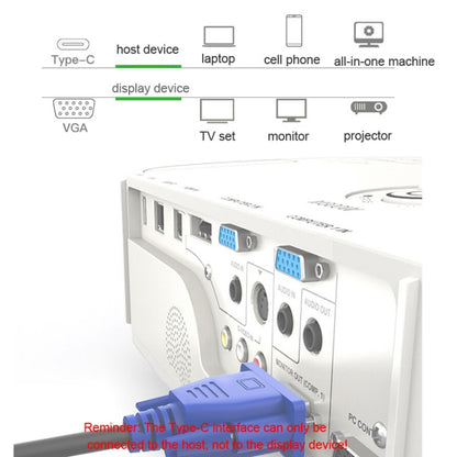 USB-C/Type-C To VGA HD Converter 1080P Laptop Connecting Display Mobile Phone Same Screen Line, Type-C To VGA Female