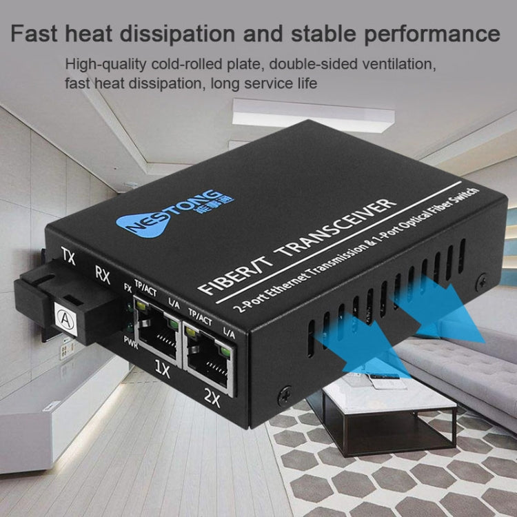 NESTONG 100M Single-Mode Fiber Optic Transceiver POE Photoelectric Converter,CN Plug, 10/100M