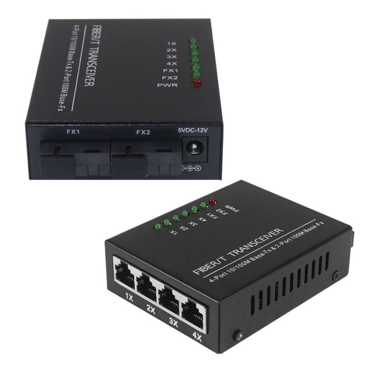 2 Fiber Port & 4 LAN Port 10/100M Ethernet Switch Fiber Optic Switch, 2 Fiber Port & 4 LAN Port 100Mbps