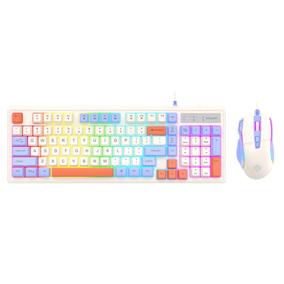 K-Snake Wired E-Sports Keyboard Mouse Mechanical Feel 98 Key Desktop Computer Notebook Keyboard, Keyboard+Mouse (Blue), Keyboard+Mouse (Gray), Keyboard+Mouse (Pink), Single Keyboard (Blue), Single Keyboard (Pink), Single Keyboard (Gray)
