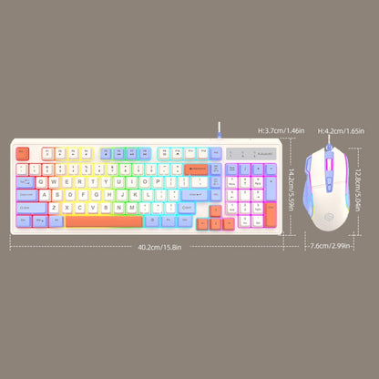 K-Snake Wired E-Sports Keyboard Mouse Mechanical Feel 98 Key Desktop Computer Notebook Keyboard, Keyboard+Mouse (Blue), Keyboard+Mouse (Gray), Keyboard+Mouse (Pink), Single Keyboard (Blue), Single Keyboard (Pink), Single Keyboard (Gray)