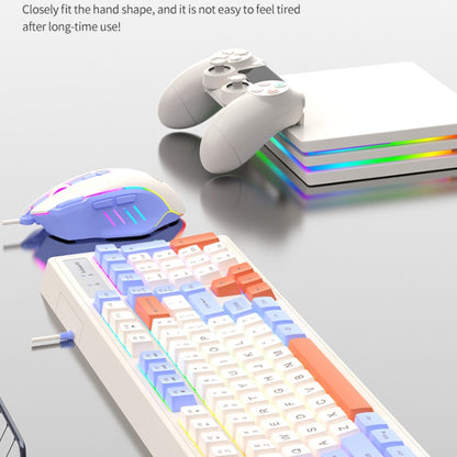 K-Snake Wired E-Sports Keyboard Mouse Mechanical Feel 98 Key Desktop Computer Notebook Keyboard, Keyboard+Mouse (Blue), Keyboard+Mouse (Gray), Keyboard+Mouse (Pink), Single Keyboard (Blue), Single Keyboard (Pink), Single Keyboard (Gray)